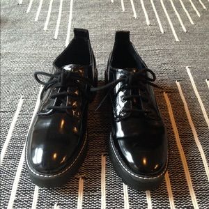 Zara Black Patent Oxford Brogues - size 38